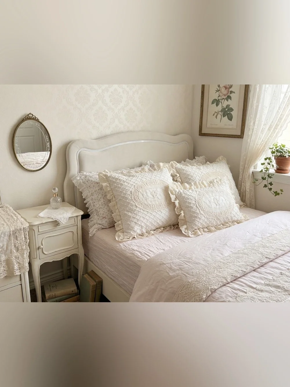 New handmade Luxury Cream Quilted Decorative Pillow Sham Cover only